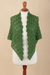 100% alpaca shawl, 'Colonial Fans in Meadow' - Hand Crocheted Green Shawl (image 2b) thumbail