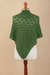 100% alpaca shawl, 'Colonial Fans in Meadow' - Hand Crocheted Green Shawl (image 2d) thumbail