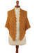 100% alpaca shawl, 'Colonial Fans in Honey' - Honey 100% Alpaca Shawl (image 2a) thumbail