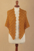 100% alpaca shawl, 'Colonial Fans in Honey' - Honey 100% Alpaca Shawl (image 2b) thumbail