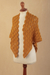 100% alpaca shawl, 'Colonial Fans in Honey' - Honey 100% Alpaca Shawl (image 2c) thumbail