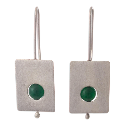 Agate drop earrings, 'Marvelous' - Green Agate Drop Earrings