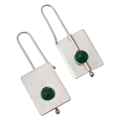 Agate drop earrings, 'Marvelous' - Green Agate Drop Earrings