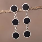 Onyx dangle earrings, 'Midnight Soiree' - Sterling and Onyx Earrings