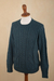 Men's 100% alpaca pullover sweater, 'Teal Geometry' - Men's 100% Alpaca Teal Pullover Sweater From Peru (image 2b) thumbail