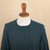 Men's 100% alpaca pullover sweater, 'Teal Geometry' - Men's 100% Alpaca Teal Pullover Sweater From Peru (image 2d) thumbail