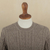 Men's 100% alpaca pullover sweater, 'Mushroom Brown Geometry' - Men's Mushroom Brown 100% Alpaca Cable Knit Pullover Sweater