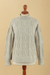 100% alpaca sweater, 'Classic Peruvian' - 100% Alpaca Fiber Knit Pullover Sweater in Grey (image 2f) thumbail