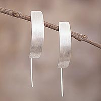 Sterling silver drop earrings, 'Distinctive Drop' - Handmade Sterling Drop Earrings