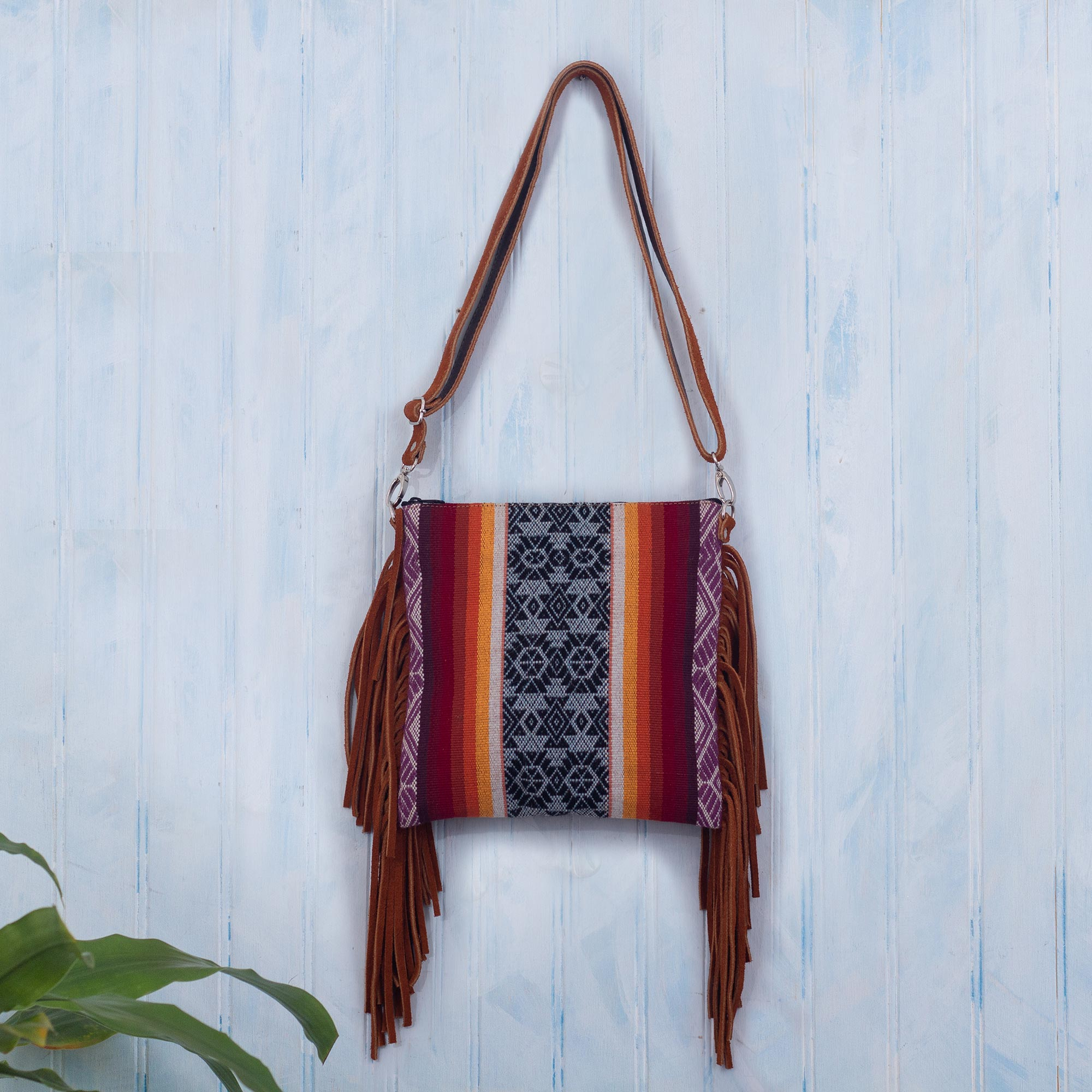 Bohemian Fringe Purse in Native Wool Boho Western Fringe Bag 