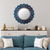 Reverse-painted glass wall mirror, 'Blue Star' - Blue Reverse-Painted Mirror thumbail