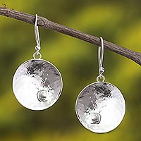 Sterling silver dangle earrings, 'Gravity' - Handmade Sterling Dangle Earrings