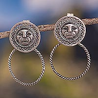 Sterling silver drop earrings, 'Feline Deity' - Drop Earrings in Sterling Silver