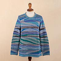 100% alpaca sweater, 'Andes Winds' - 100% Alpaca Long-Sleeved Women's Sweater Lima
