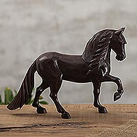 Hand Carved Cedar Sculpture of the Peruvian Paso Horse,'Proud Peruvian Walking Horse'