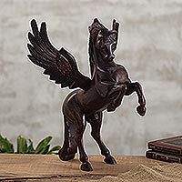 Cedar sculpture, Mythic Horse Pegasus