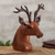 Wood wine bottle holder, 'Regal Deer' - Hand Carved Deer Wine Holder thumbail