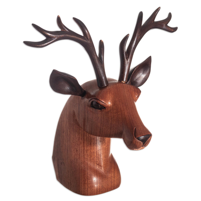 Hand Carved Deer Wine Holder