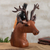 Wood wine bottle holder, 'Regal Deer' - Hand Carved Deer Wine Holder (image 2b) thumbail