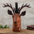 Wood wine bottle holder, 'Regal Deer' - Hand Carved Deer Wine Holder (image 2d) thumbail