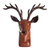 Wood wine bottle holder, 'Regal Deer' - Hand Carved Deer Wine Holder (image 2e) thumbail