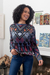 Cotton and recycled PET blend pullover sweater, 'Peruvian Jacquard' - Eco-Friendly Multicolor Jacquard Pullover Sweater from Peru (image 2c) thumbail