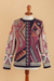 Cotton blend pullover sweater, 'Sacred Geometry' - Multicolored Geometric Motif Pullover Crew Neck Sweater