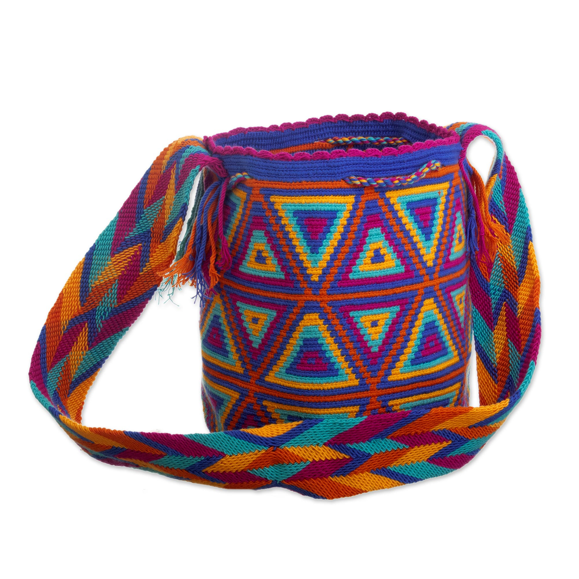 Colorful Crocheted Shoulder Bag - Wayuu Lights | NOVICA