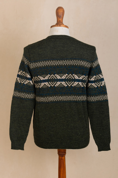 Suéter de hombre 100% alpaca - Pullover de Hombre 100% Alpaca con Diseño Geométrico
