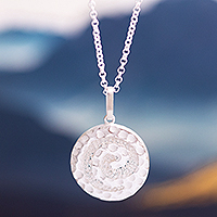 Sterling silver pendant necklace, 'Spiral Maze'