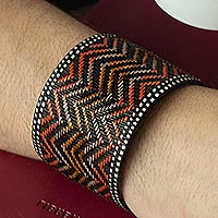Natural fiber cuff bracelet, 'Infinite Wave' - Handwoven Natural Fiber Cuff