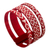 Manschettenarmband aus Naturfaser - Rotes und elfenbeinfarbenes Manschettenarmband