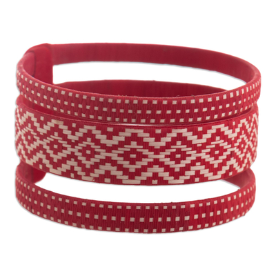 Natural fiber cuff bracelet, 'Protective Flame' - Handcrafted Natural Fiber Bracelet