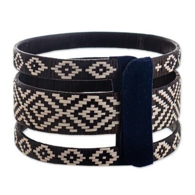 Natural fiber cuff bracelet, 'Community of Peace' - Woven Natural Fiber Cuff