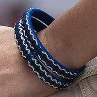 Natural fiber bangle bracelets, 'Ocean Sigh' (pair) - Handwoven Bangle Bracelets (Pair)