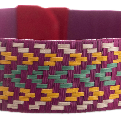 Natural fiber cuff bracelet, 'Between Mountain and River' - Natural Fiber Handmade Cuff Bracelet