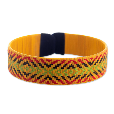 Multicolored Natural Fiber Cuff Bracelet