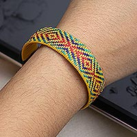 Natural fiber cuff bracelet, 'Valley Vibes' - Handmade Woven Cuff Bracelet