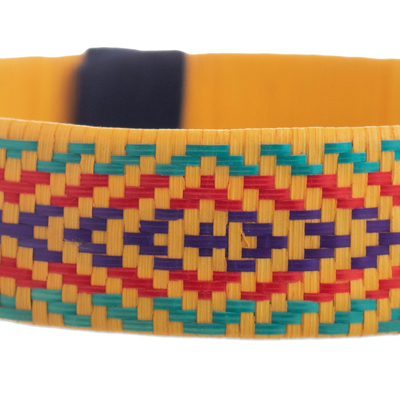 Manschettenarmband aus Naturfaser, „Valley Vibes“ – handgefertigtes gewebtes Manschettenarmband aus Kolumbien