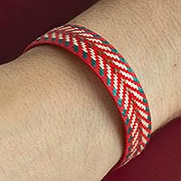Natural fiber cuff bracelet, 'Windy Roads' - Multicoloured Cuff Bracelet