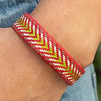 Natural fiber cuff bracelet, 'Prosperous Valley' - Multicoloured Cuff Bracelet