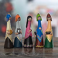 Ceramic nativity scene, 'Andean Family' (5 pieces) - Handmade Nativity Set in Ceramic (5 Pieces)