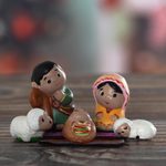 Ceramic nativity scene, 'Blessed Night' (5 pieces) - Small Handmade Nativity Scene (5 Pieces)
