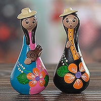 Ceramic figurines, 'Songs of the Andes' (pair) - Hand Painted Figurines (Pair)