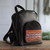 Wool-accented leather backpack, 'Cuzco Sunrise' - Black Leather Backpack with Wool Accent (image 2) thumbail