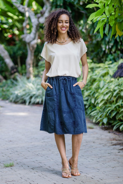 Chambray cotton skirt, Andean Fields