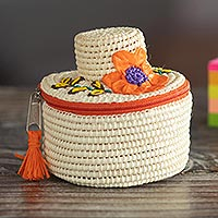 Caja decorativa de fibras naturales, 'Sombrero Lambayeque' - Caja Decorativa de Fibra de Palma