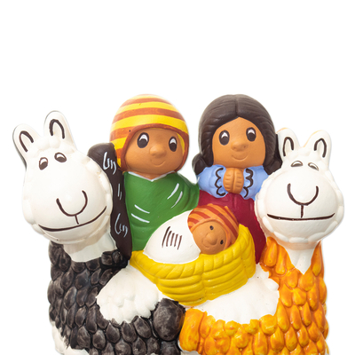 Ceramic nativity sculpture, 'Sacred Family of the Andes' - Andean Style Nativity Sculpture
