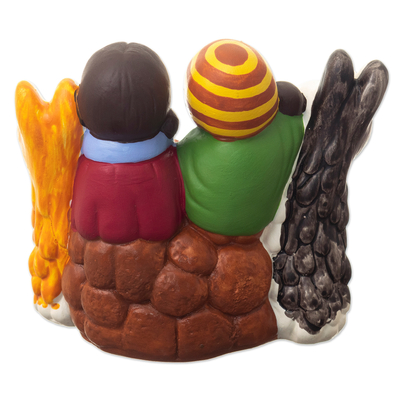Ceramic nativity sculpture, 'Sacred Family of the Andes' - Andean Style Nativity Sculpture