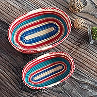 Natural fiber baskets, 'Chiclayo Charm' (pair) - Woven Palm Fiber Baskets (Pair)